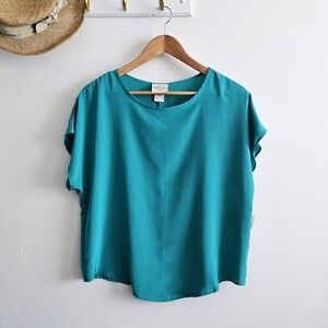 NWT Vintage Deadstock TR Bentley Teal    Turquoise Blouse Made in USA Women's  M